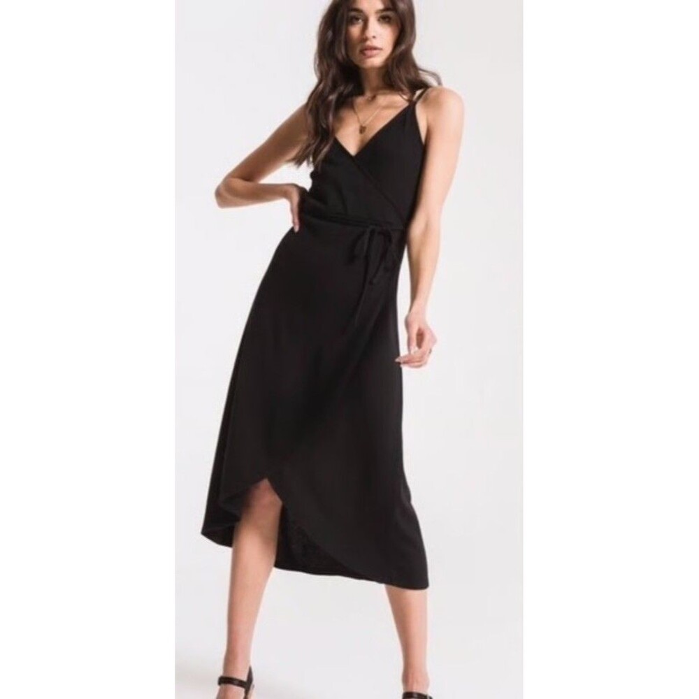 Z Supply Black Capri Midi Wrap Knit Dess Sz L Beach Resort Wear
